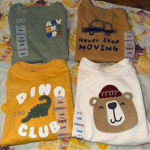 Garanimals Baby Boys Size 24 months New NWT 4 Bodysuits Winter Fall Dino Car